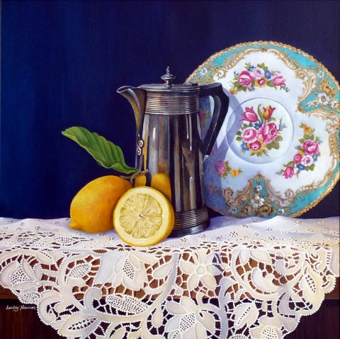 coffe pot and lemons